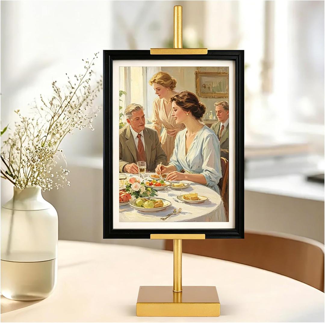1pcs Adjustable Tabletop Easel Stand for Picture Frames, Picture Easels for Display, Gold Easel, Picture Frame Stand, Adjustable Art Easel.(18inch,Gold)
