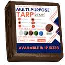 Tarp Cover Brown/Black Heavy Duty 20 Mill Thick Material, Waterproof, 24'X'24,Great for Tarpaulin Canopy Tent, Boat, RV Or Pool Cover (Poly Tarp 24X24, Ultra Thick)