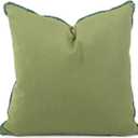 Howard Elliott Fluffy Throw Poly Insert Outdoor Pillow, Sunbrella Soft Square Cushion Cover with Textured Trim Cording for Couch, Sofa, Indoor & Outdoor Use, 24 x 24 Inch, Seascape Moss