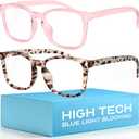 livho High Tech Blue Light Glasses - Advanced 99% Blue Light Blocking Computer Glasses - Anti Eyestrain & UV Glare Protection (*C1 Leopard+clear Pink)