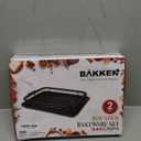Bakken-Swiss Air Fryer Tray, 2 in 1 Nonstick Crisper Air Fry Basket w/Elevated Mesh Great for Oven, Dishwasher Safe  Ceramic Coating PTFE/PFOA/PFOS FREE Extra-large (9.5"x13", Gray)