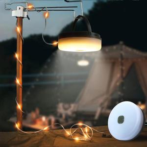 Solar Outdoor Camping Lights, Tents, Emergency Mood Lights, Lighting Lights, Tape Measures, Storage Camping Lights, String Lights (Warm White - 12 Meters 120 Lights Solar + Remote Control + Type-c)