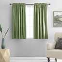 DONREN Sage Green 45 Inch Length Short Curtains for Boy's Room - Bedroom Blackout Thermal Insulated Curtain Panels with Rod Pocket (42 by 45 Inch, 2 Panels)