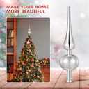 Toddmomy 1pcs Vintage Christmas Tree Topper, Plastic Spherical Xmas Tree Topper Mid Century Christmas Ornaments for Indoor Office New Year Holiday Tree Decoration, Silver