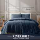 Oli Anderson Velvet Quilt Set King Size - Lightweight Bedspread Coverlet - Soft Velvet Comforter Set - Reversible Quilted Bedding Set for All Seasons - Navy Blue - 3 PCS (1 Quilt, 2 Pillow Shams)