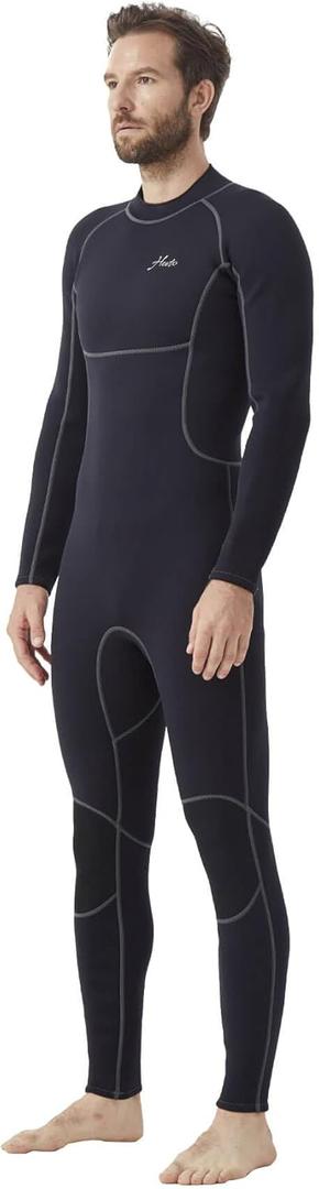 Hevto Men Wetsuits 3/2mm Neoprene Wet Suit Back Front Zip in Cold Water for Surfing Swimming Diving, Medium