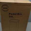 Garvee 21 gal / 80 L Metal Trash Can with Lid, Large Garbage Can for Kitchen, Rustproof Step-on Kitchen Metal Trash Bin with Liner Rim, Rear Handle, Soft Close Plastic Lid, Matte White