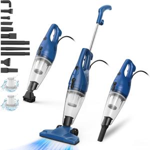 Corded Vacuum Cleaner, 12-in-1 Vacuum Cleaners for Home 15Kpa Power Suction Lightweight Stick Vacuum with Washable HEPA Filter Converts to a Handheld Vacuum for Home, Pet Hair, Carpet, Hard Floors (#4navy)