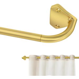 Gold Curtain Rods for Windows 28 to 60 inch, 5/8 inch Adjustable Wrap Around Blackout Curtain Rods for Bedroom & Outdoor