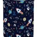 HIYAGON Kids Laundry Basket Baby Hamper for Nursery Boys Kids Hamper Cute Kids Toys Storage Bin Organizer Butterfly Room Decor for Home(Rocket Planet)