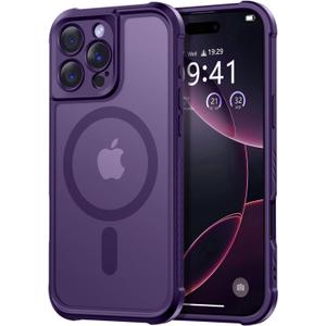 Thomo Magnetic for iPhone 16 Pro Max Case, [Full Camera Protection] [Compatible with Magsafe] Military-Grade Shockproof, Anti-Fingerprint Translucent Matte Phone Case,Deep Purple