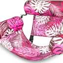 Sloosh Pool Floats Chairs Adult,Inflatable Pool Lounge,Plant Pattern Floating Mat Hammock,Blow up Water Chairs Noodles rafts for Party Summer Water Beach Fun Pink