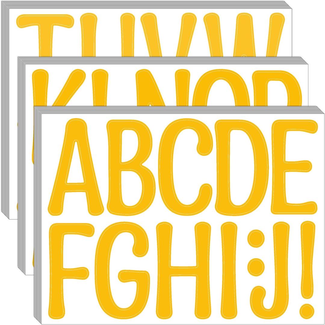 Bemeol 36 Sheets Letter Stickers 4 Inch Large Alphabet Letter Sticker Self Adhesive Letters Stickers for Classroom Home Decor Bulletin Boards(Yellow)