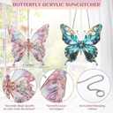 Geelin 2 Pcs Acrylic Butterfly Suncatcher Ornament Stained Glass Butterfly Gifts for Women Colorful Suncatcher Window Hanging Home Garden Decor Spring Birthday for Women & Nature Lovers