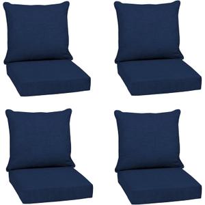 Arden Outdoor Deep Seat Cushion Set (4-Pack), 24 in x 24 in, Weather-Proof, Rain-Proof, Fade Resistant Patio Cushion for Chair, Sofa, and Couch Sapphire Blue Leala
