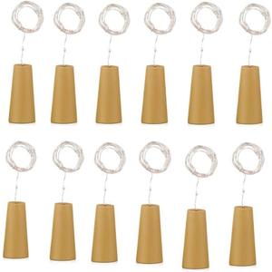 Pack of 12 Wine Bottle Lights Battery Powered, LED Cork Shaped Starry String Lights - 10LED 39inch Copper Wire Fairy Lights for Bottle DIY, Party, Decor, Christmas, Wedding, Dancing(Warm White)