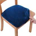 Smiry Velvet Seat Covers for Dining Room Chair Set of 8, Stretch Fit Removable Washable Chair Seat Cushion Protector Slipcovers with Ties, Federal Blue