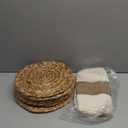 Baderke 7 Pcs Boho Table Runner and Round Placemats Set Table Runner Woven Placemats Braided Water Hyacinth Place Mat Farm Beige Centerpiece for Christmas New Year Dining(12 x 108 Inch)