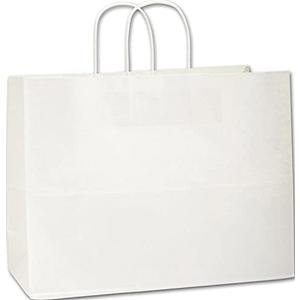  White Kraft Paper Shopper 1000 Bags Size 16 x 6 x 12 Inch