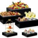 Leinuosen 5 Pcs Extra Large Buffet Risers Set 16 x 8.5 x 5 Inch Rectangle Acrylic Display Box Catering Dessert Table Riser Food Display Decorative Stand with Hollow Bottom for Catering(Black)