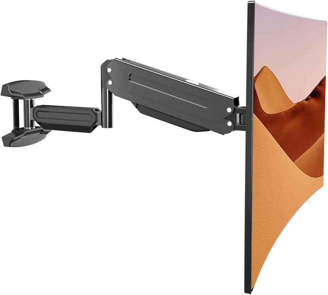 suptek Single Monitor Wall Mount for 13 to 32 Inch Screens, Gas Spring Monitor Arm Wall Mount Holds Up to 10KG/22lbs, Full Motion Adjustable,VESA Mount 75x75/100x100mm(WM18) (Black)