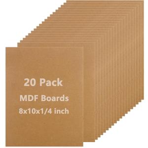 LOYORTY 20PCS MDF Board, 8" x 10" Chipboard Sheets, 1/4" (0.24") Thick Medium Density Fiberboard, Unfinished Wood Art Boards for DIY Crafts,Painting, Engraving