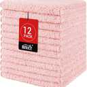 HOMEXCEL Microfiber Washcloths 12 Pack, Highly Absorbent and Soft Face Towel, Multi-Purpose Wash Cloths for Bathroom, Gym, Hotel, Spa and Kitchen, Multicolor 12x12 Inch, Pink