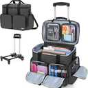 CURMIO Rolling Teacher Tote Bag with Padded Laptop Compartment for up to 15.6 Inches Laptop, Wheeled Teacher Bag for Teaching, Office, Craft, Black