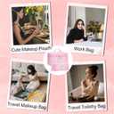 initial makeup bag, 2pcs initial makeup cosmetic toiletry bags for women girls, Leather custom monogram personalized cosmetic bag, Birthday Gifts for 4 5 6 7 8 9 10 11 12 Year Old (E)