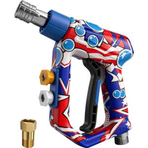 Pressure Washer Gun 4000PSI, Short Power Washer Gun with M22-14/15mm Fittings & 2 Spray Nozzles for Car, Patio, House & Yard Cleaning