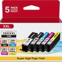 280XXL 281XXL Ink Cartridges 5 Pack High Page Yield Compatible for Canon 281 Ink Cartridges 280 Work with Canon TR8620A TR8600 TR8520 TS702A TS7720 TS9520 TS9521C Printers