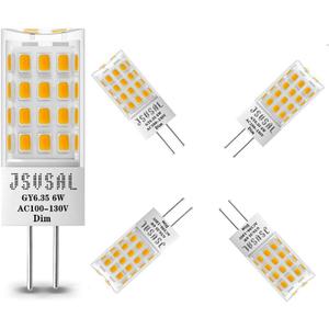 GY6.35 LED Bulb Dimmable, T4 JC Type GY6.35/G6.35 Bi-pin Base,AC 120V Natural White 4000K,6W Equivalent to 50-65W G6.35/GY6.35 Halogen/Xenon/Incandescent Replacement Bulb,4 Pack