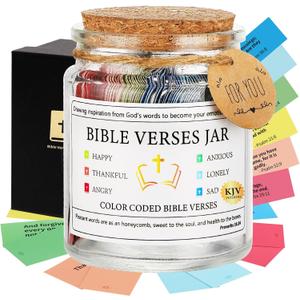Bible Verses in a Jar(KJV),Religious Gifts for Women Men Teen Girls Kids,Baptism First Communion Confirmation Graduation Christian Birthday Gifts for Women Mom Friends,Holy Hope Bible Scripture Jar