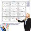 Jumbo Dry Erase Yearly Whiteboard Wall Calendar, 55" x 63", Huge 12 Month Laminated Erasable White Board, Giant Annual Family Schedule Planner, Large Undated Reusable Year Poster