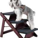 MEWANG Wooden Pet Stairs/Pet Steps - 3-in-1 Foldable Stairs & Rampfor Beds and Cars - Portable Dog/Cat Ladder Up to 220 Pounds - Great for Small and Older Animals(Brown) (24.8" L x 17.2" W x 19.5" H)
