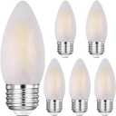 E26 Candelabra Light Bulbs Frosted Chandelier Light Bulbs 25watt Equivalent 2700K Warm White B11 Torpedo Tip Dimmable 2W LED Decorative Candle Light Bulbs (6)