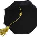 GraduationMall Graduation Doctoral Tam Velvet with Gold Bullion Tassel (Black)