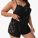 Women's Plus Size 2 Piece Pajama Set Floral Lace Cami Tank Top and Shorts Set Sleepwear
XXL