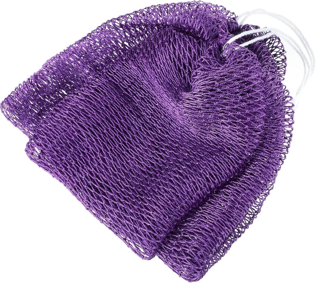 African Net Sponge, Exfoliating Body Scrubber with Handles, Premium African Net Sponge for Luxurious Bathing Experience (Purple)