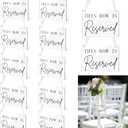 Yousoontic 12 Pack Acrylic Reserved Chairs Signs with Ribbon for Wedding Reception Party Restaurant This Row Is Reserved Signs Hanging for Wedding Church Events Pews Chair