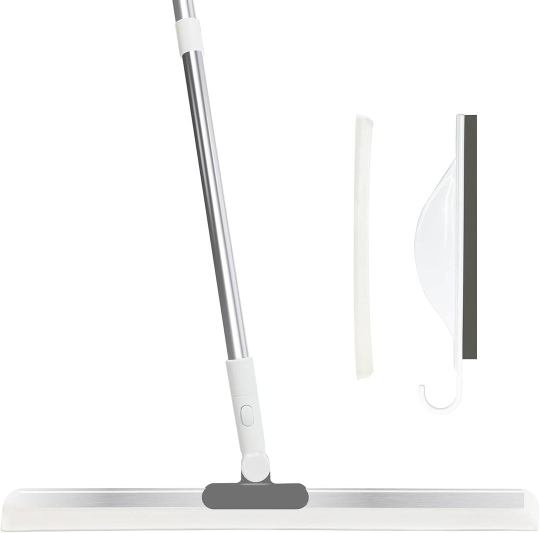 WOBEVB Squeegee Broom for Floor, Heavy Duty Rubber Wiper for Garage, Deck, Bathroom, Shower Glass, Window