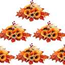 BLOSMON Fall Flowers Ball Centerpieces: 6 Pcs Fake Sunflower Maple Leaf Autumn Flower for Wedding Table - Faux Floral Arrangements for Home Thanksgiving Party Decor