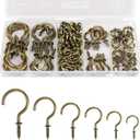 RELBRO Screw Hooks, 6 Sizes Metal Screw in Cup Hooks, 1/2 Inch, 5/8 Inch, 3/4 Inch, 7/8 Inch, 1 Inch, 1-1/4 Inch, Bronze, 110 Pcs
