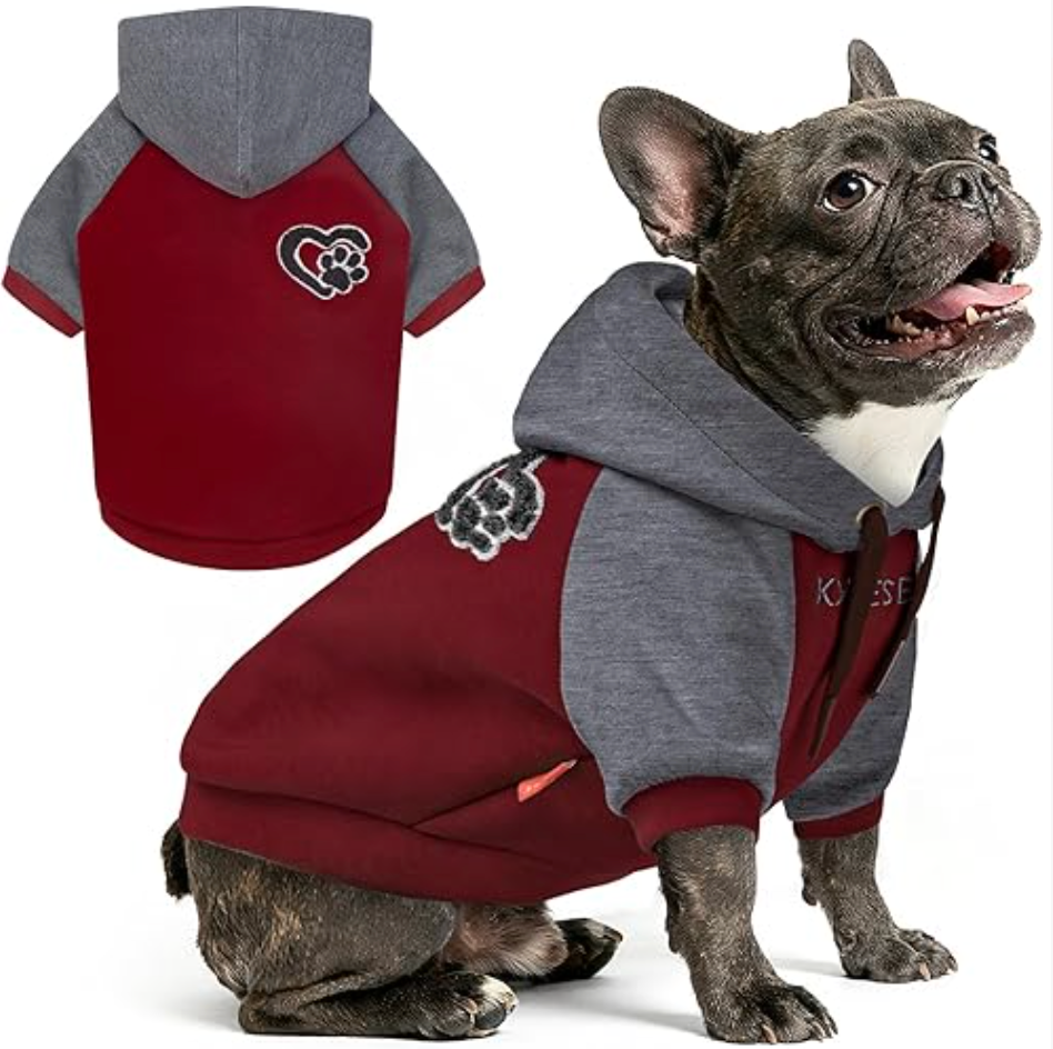 KYEESE Dog Hoodie Stretchy Warm Pet Clothes Pet Sweatshirt with Drawstring Comfort Cat Sweater Soft Dog Clothes for Small Dogs Cat Coat with Leash Hole Dogs Winter Coat for Cold Weather, Size Large 
