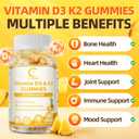 GPGP GreenPeople Vitamin D3 K2 Gummies, Vitamin D3 10000IU, K2 (MK-7) 200mcg, Vitamina D3 Con K2 Supplement with Hemp Oil, Turmeric fot Bones, Teeth & Immune Support, Sugar Free, 2 Packs