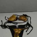 Pool Party Glitter Bikini, Neon Strap, Padded 2Pc Swimsuit Boudoir Shoot (Small, Golden)