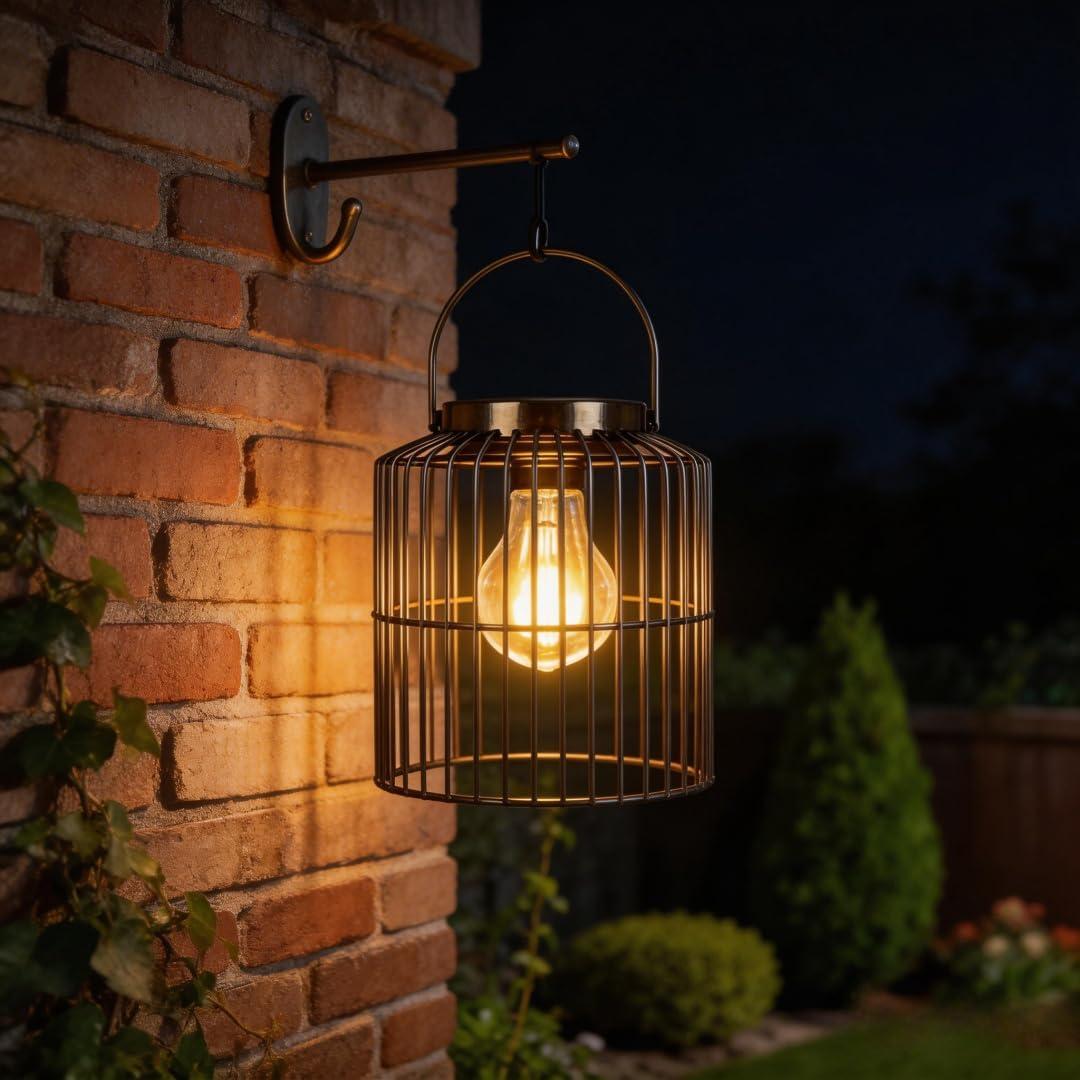 Solar Lanterns Outdoor Waterproof, Metal Hanging Solar Light for Outside Garden Patio Porch Table, Outdoor Decorative Lantern with Bright Warm White Light
