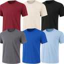 6-Pack Bulk Mens T-Shirts  Soft Pre-Shrunk Premium Cotton, Short Sleeves, Reinforced Collar, Crew Neck, Casual Fit (Medium, Black/Maroon/Royal/Sand/Sky/Charcoal)