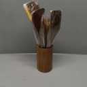 Wooden Spoons for Cooking - 8-Piece Wooden Kitchen Utensil Set made of Natural Solid Wood Material - Includes Spoons, Spatulas, Ladles, Strainer Spoon, Salad Fork, Mixing Spoon and Utensil Holder