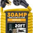 20ft 10-30P to 14-50R EV Charger Adapter Cord Compatible with NEMA, 30 Amp Dryer to 50 Amp EV for Level 2 Charging, Only for 3 Prong Old Dryer Outlet, STW 10 AWG with Handle, ETL Listed